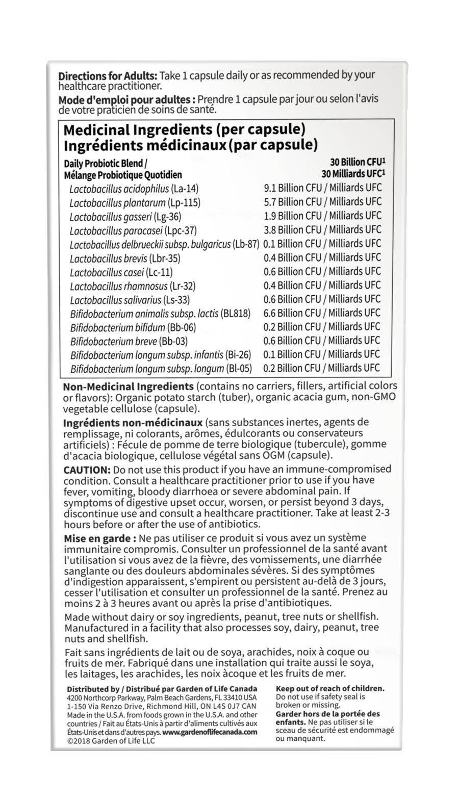 Garden of Life Dr. Formulated Probiotics Once Daily 30 Billion - JoyVIVA -  