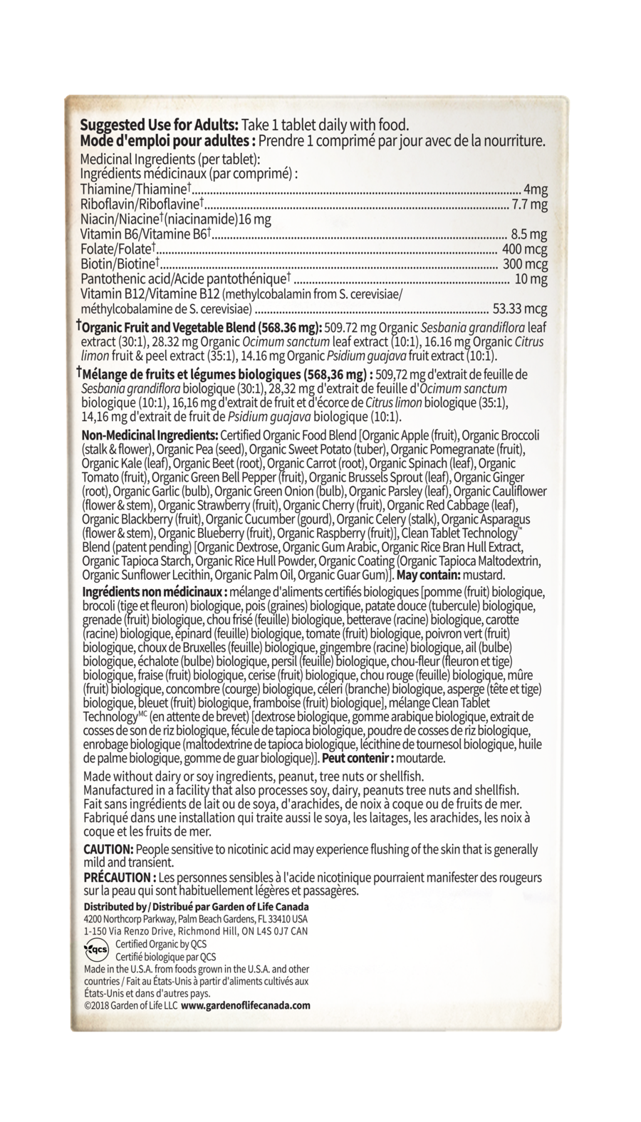 Garden of Life Mykind Organics Vitamin B-Complex - JoyVIVA -  