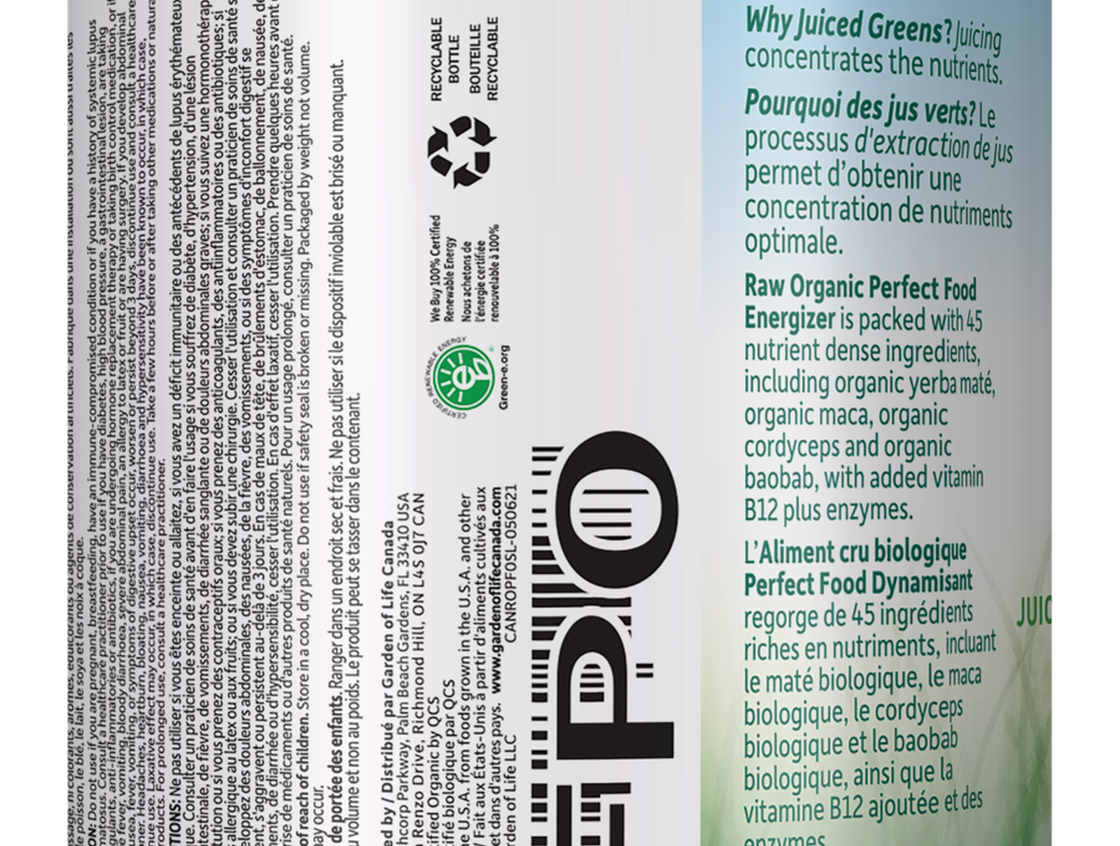 Garden of Life Raw Organic Perfect Food Energizer - JoyVIVA -  