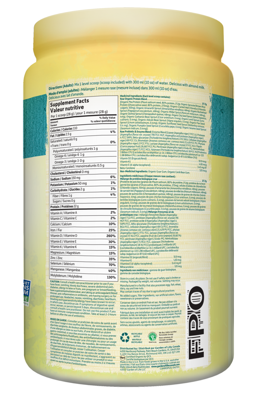 Garden of Life Raw Organic Protein - JoyVIVA -  