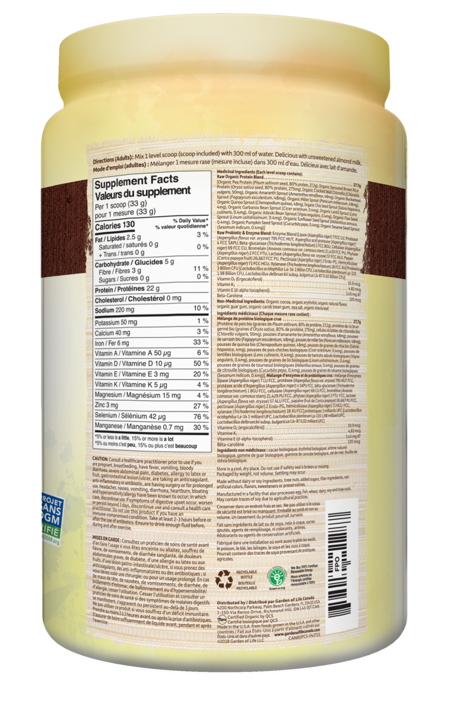 Garden of Life Raw Organic Protein - JoyVIVA -  