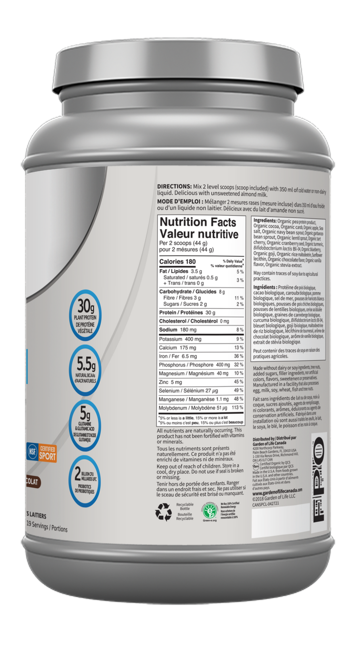 Garden of Life SPORT Organic Plant-Based Protein - JoyVIVA -  