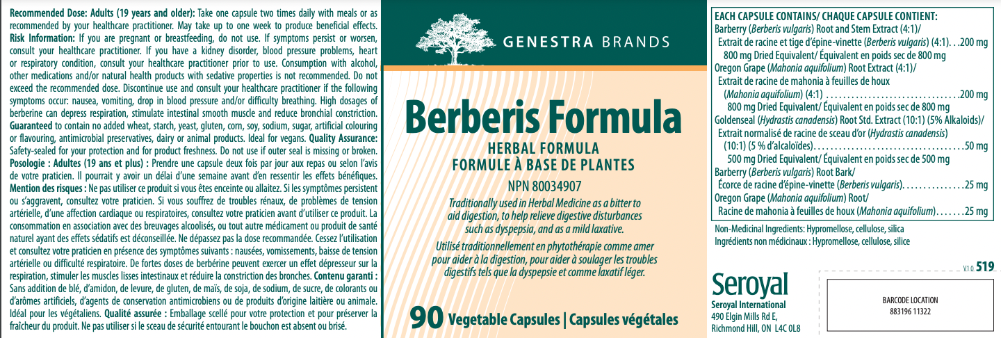 Genestra Berberis Formula - JoyVIVA -  