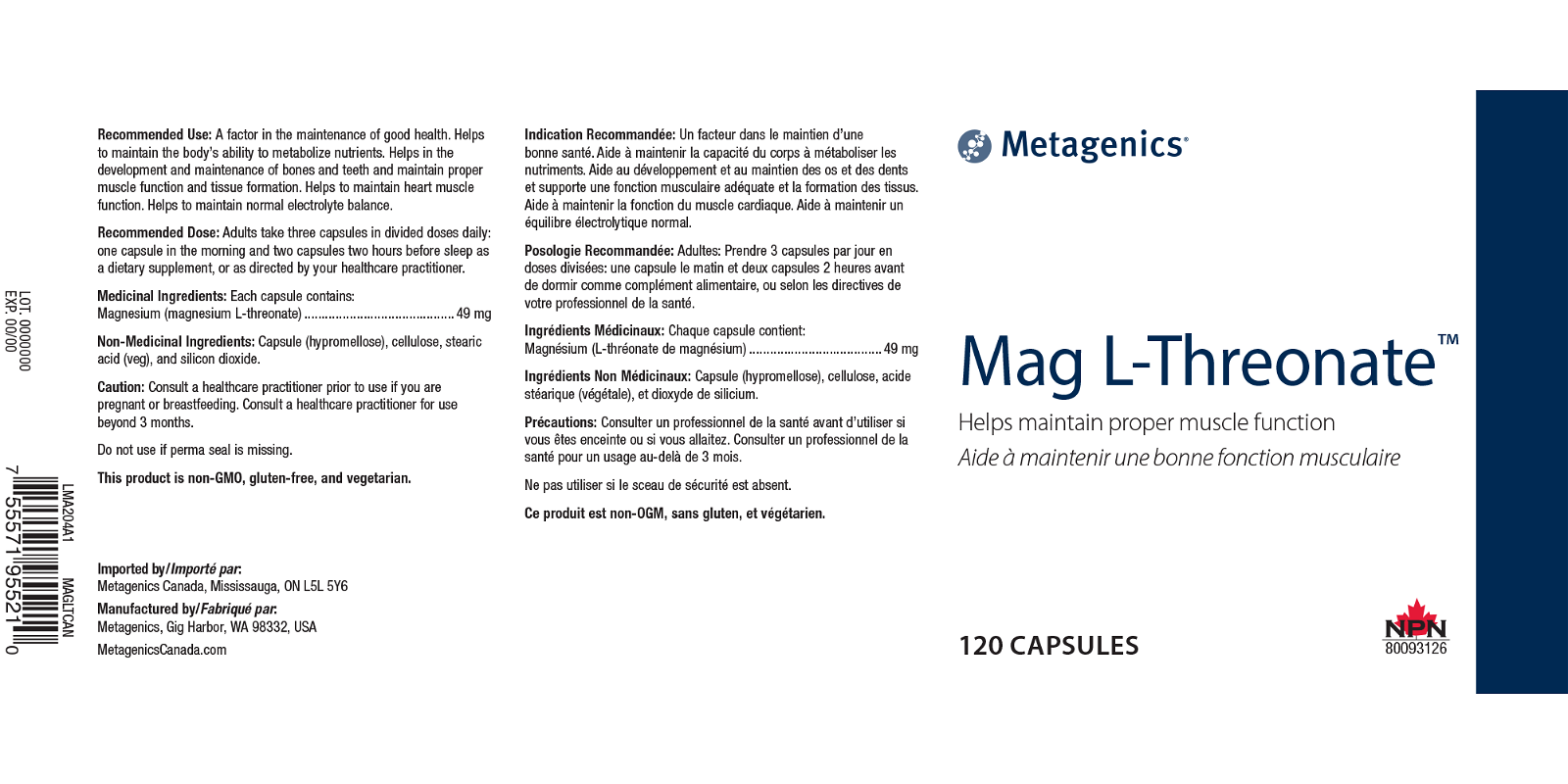 Metagenics Mag L-Threonate - JoyVIVA -  