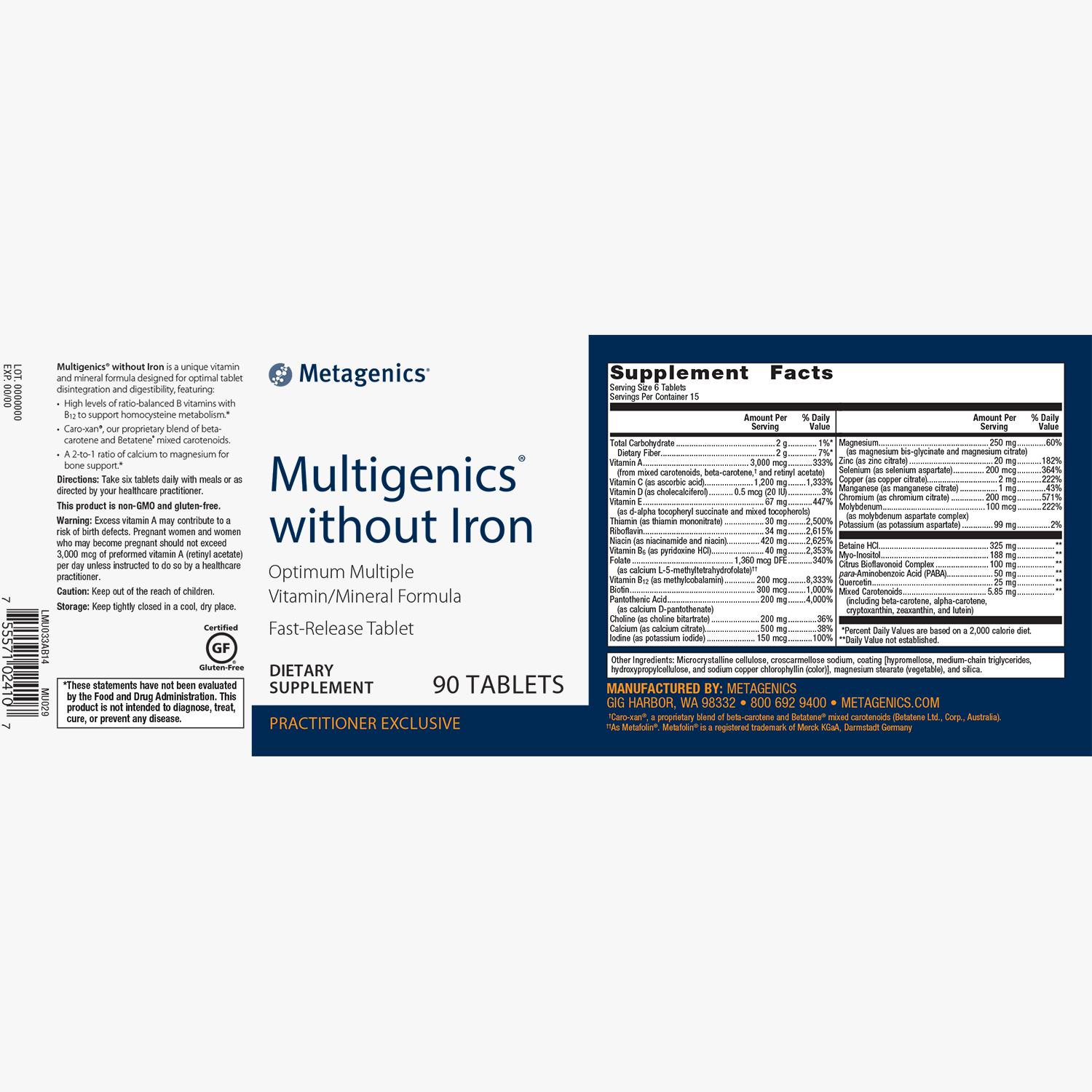 Metagenics Multigenics without Iron - JoyVIVA -  