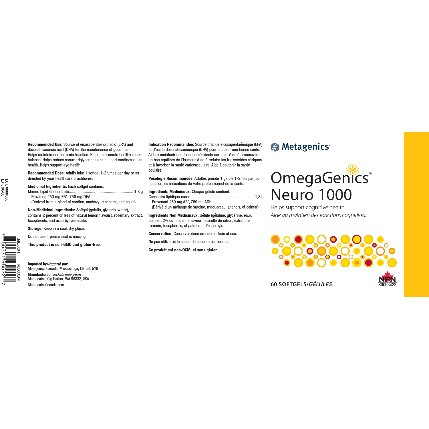 Metagenics OmegaGenics Neuro 1000 - JoyVIVA -  