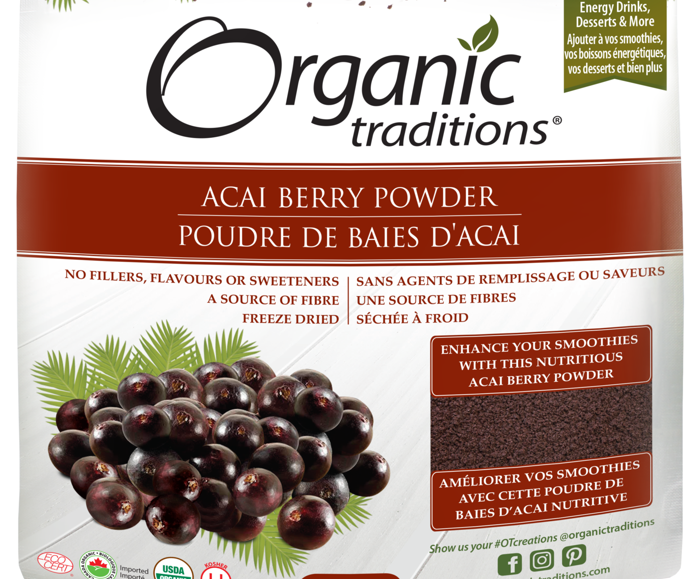 Organic Traditions Acai Berry Powder Cold Dried - JoyVIVA -  