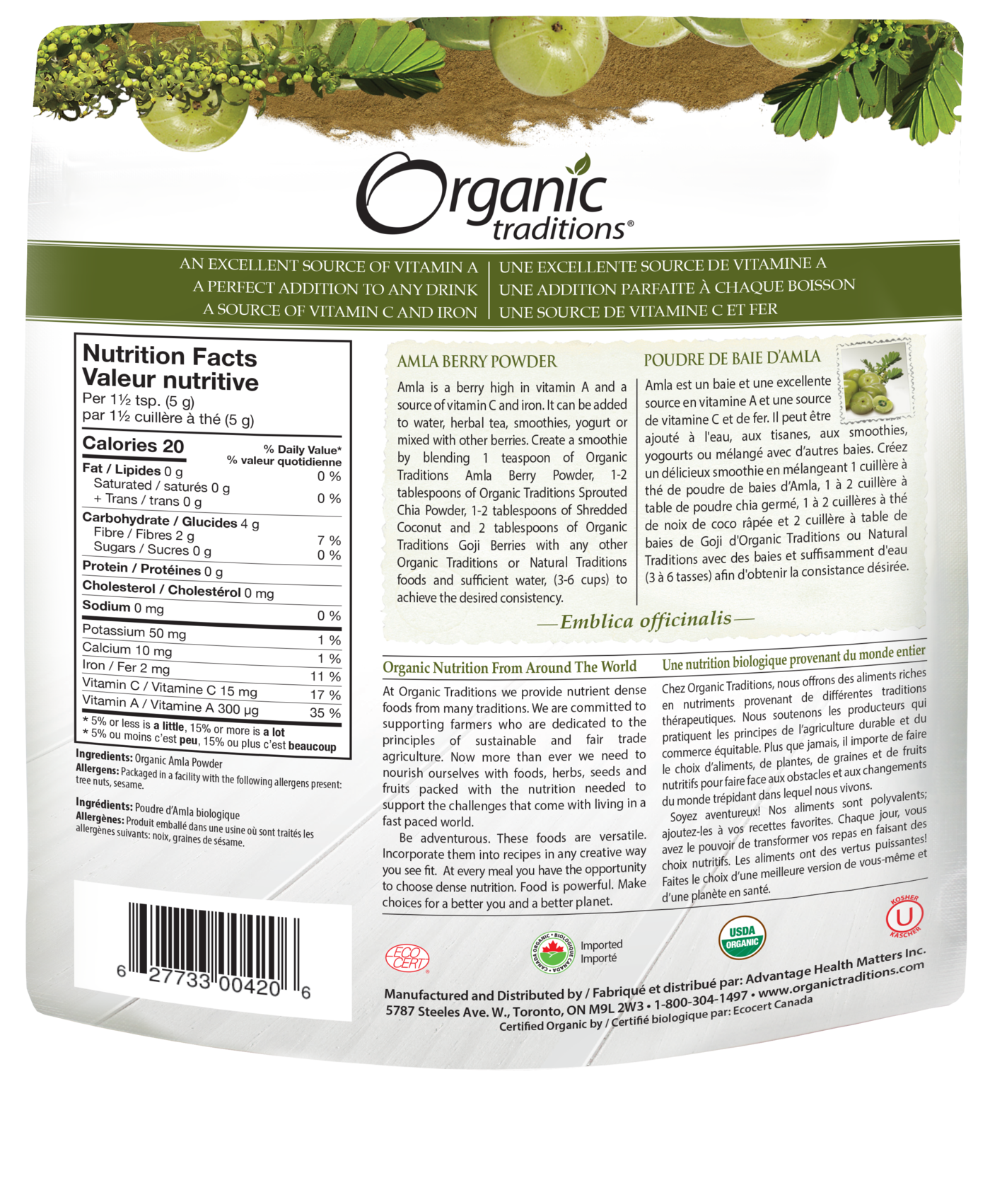 Organic Traditions Amla Berry Powder - JoyVIVA -  