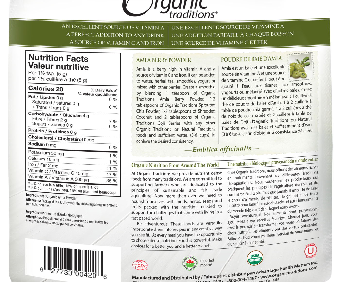 Organic Traditions Amla Berry Powder - JoyVIVA -  