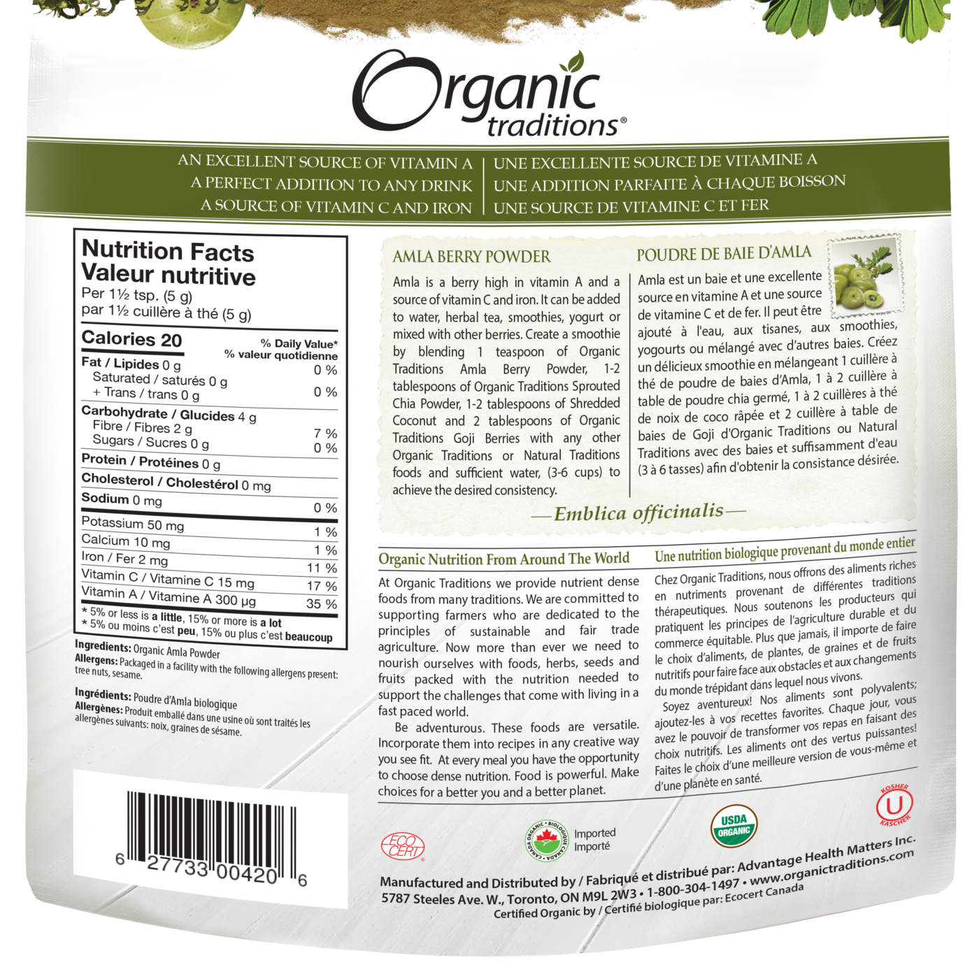 Organic Traditions Amla Berry Powder - JoyVIVA -  