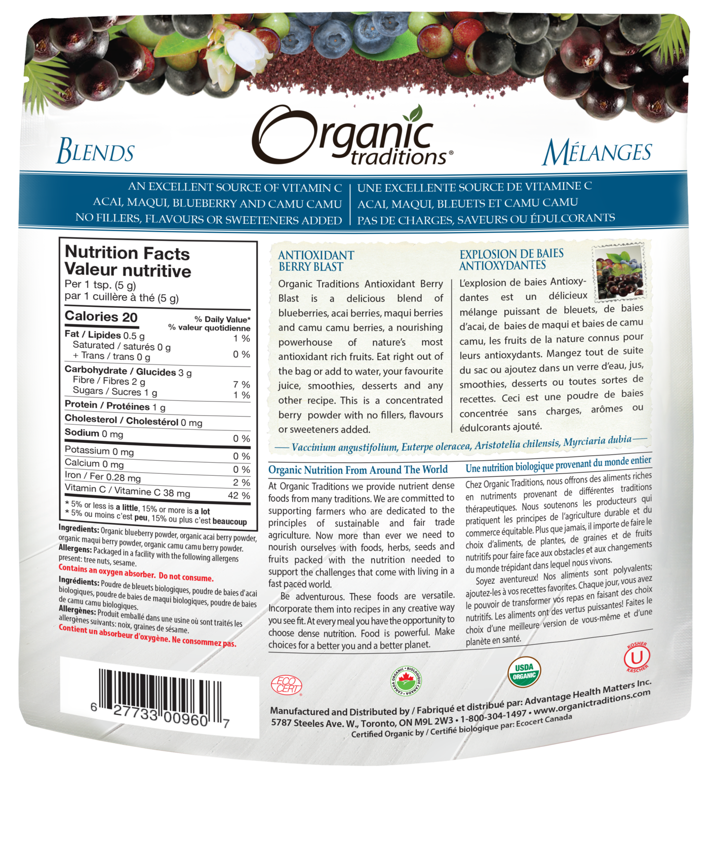 Organic Traditions Antioxidant Berry Blast - JoyVIVA -  