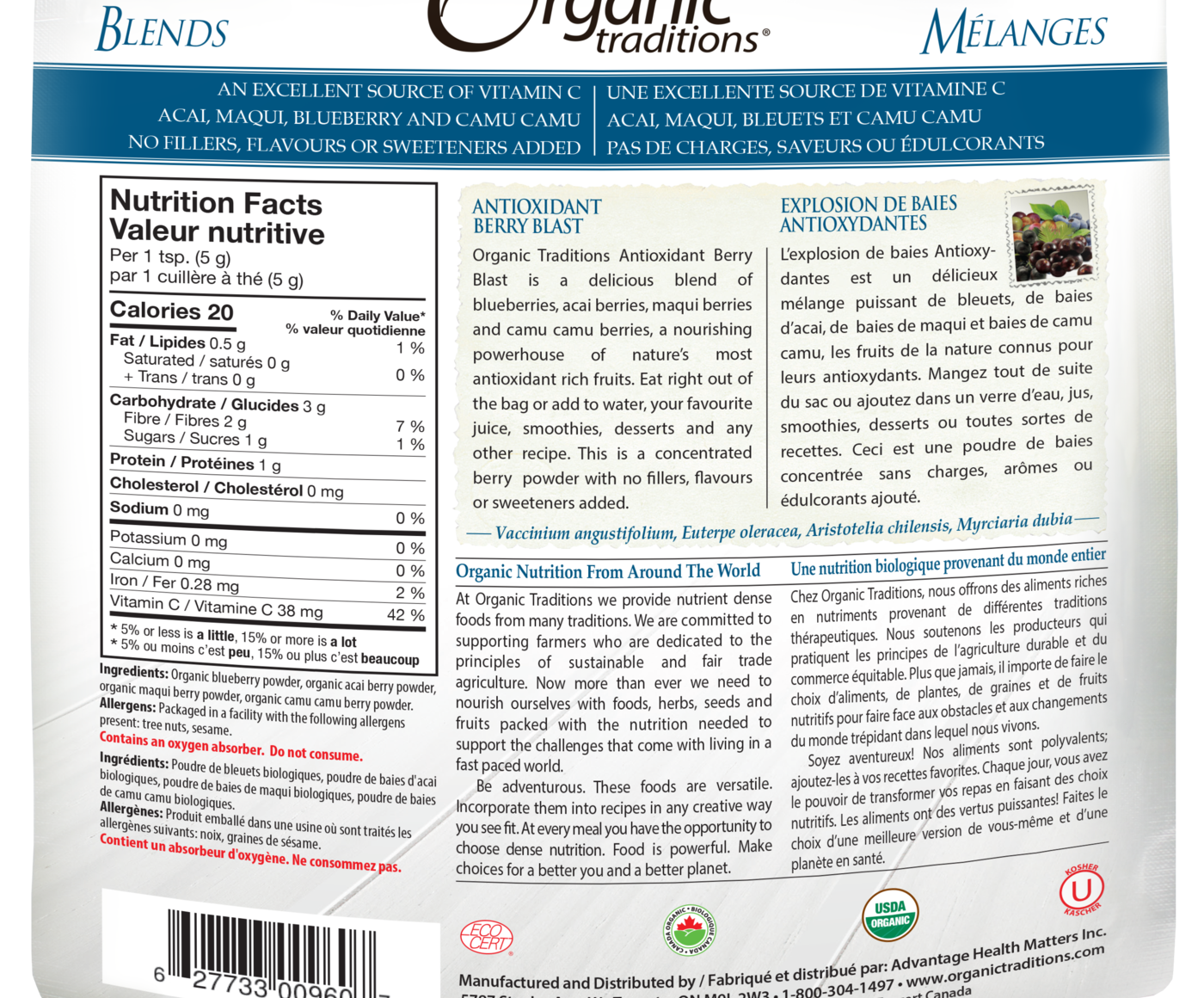 Organic Traditions Antioxidant Berry Blast - JoyVIVA -  