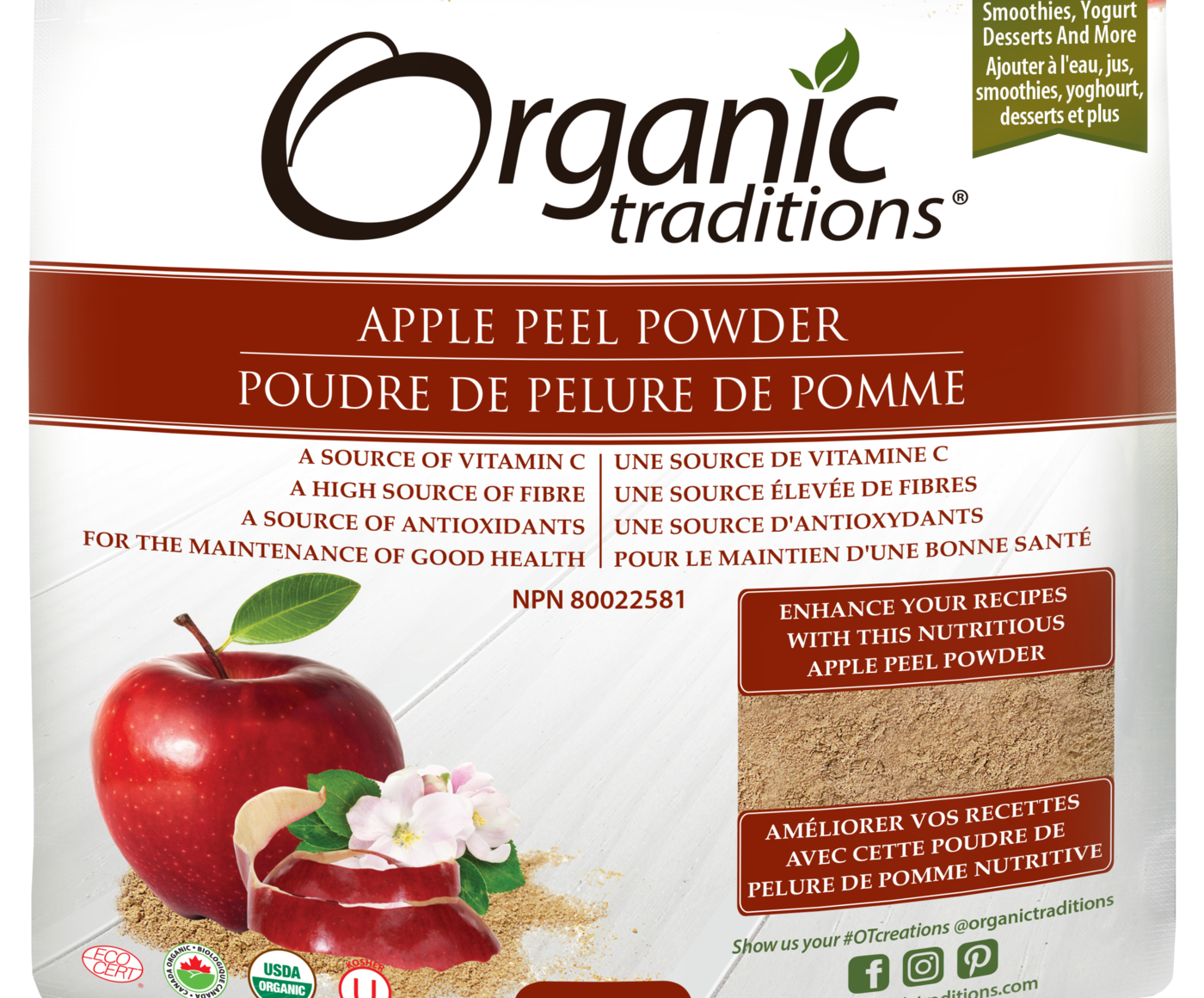 Organic Traditions Apple Peel Powder - JoyVIVA -  