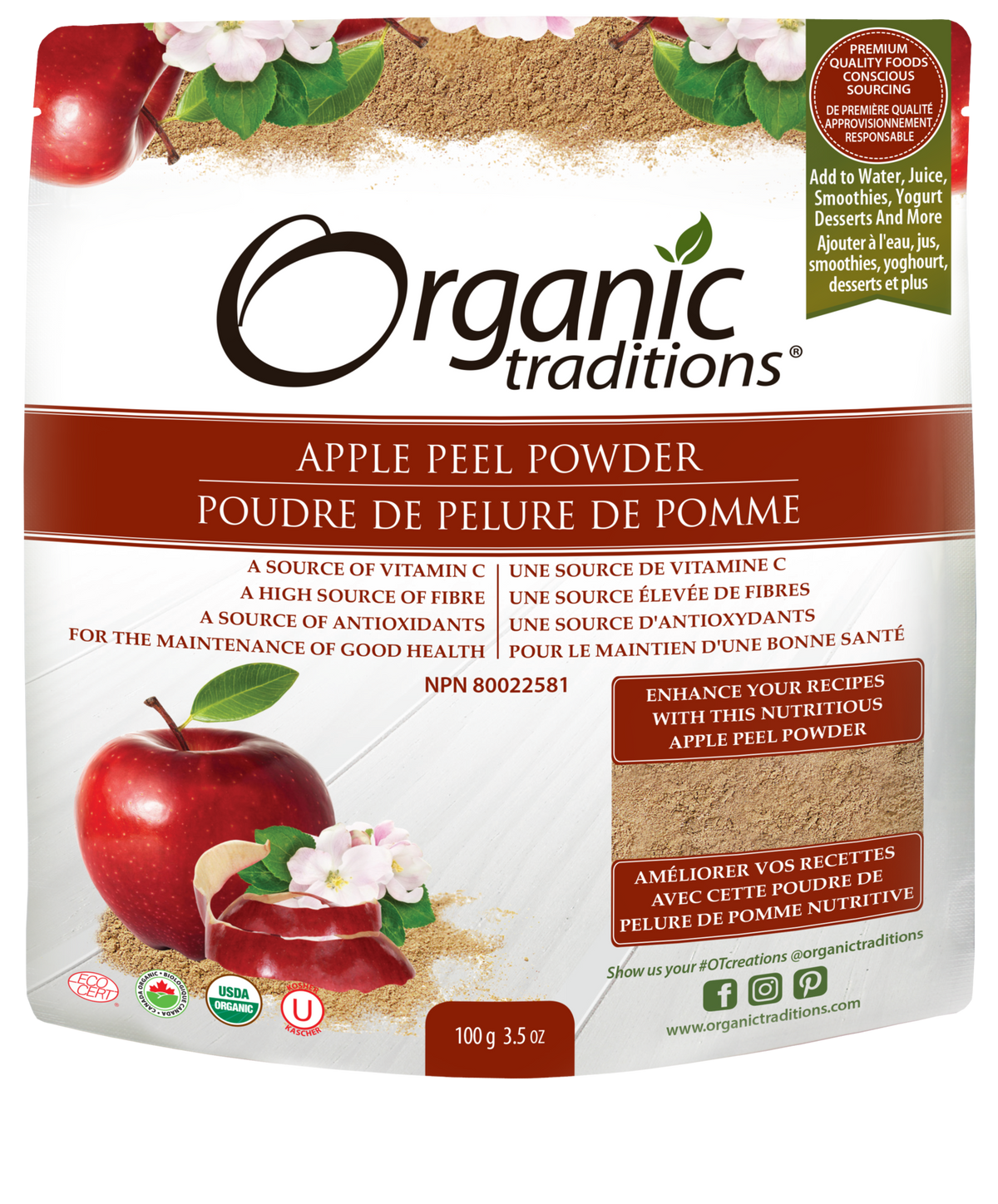 Organic Traditions Apple Peel Powder - JoyVIVA -  