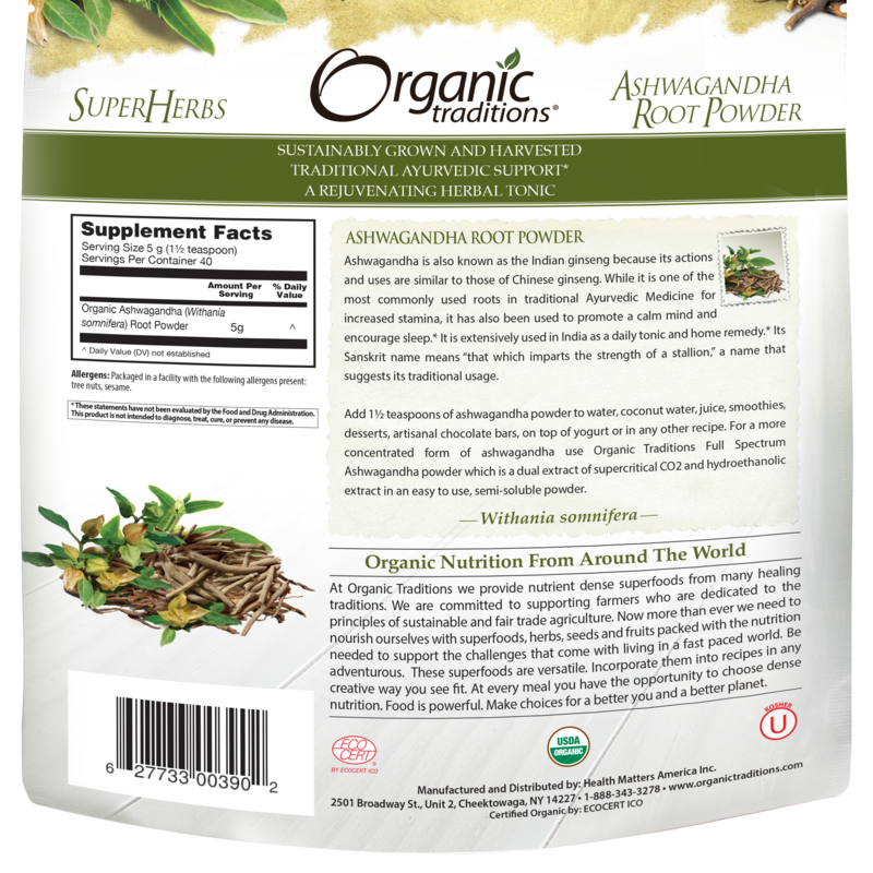 Organic Traditions Ashwagandha Root Powder - JoyVIVA -  