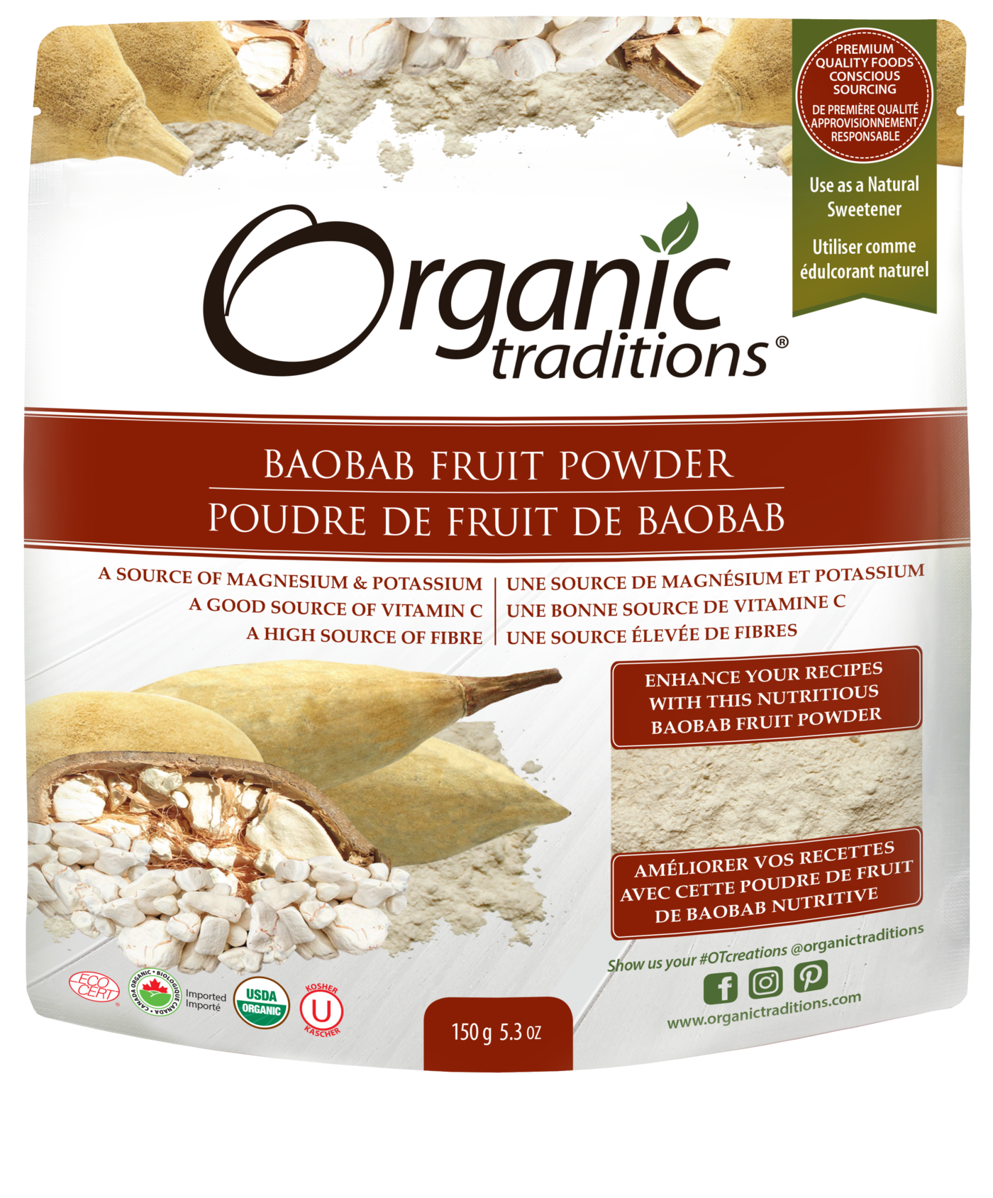 Organic Traditions Baobab Fruit Powder - JoyVIVA -  