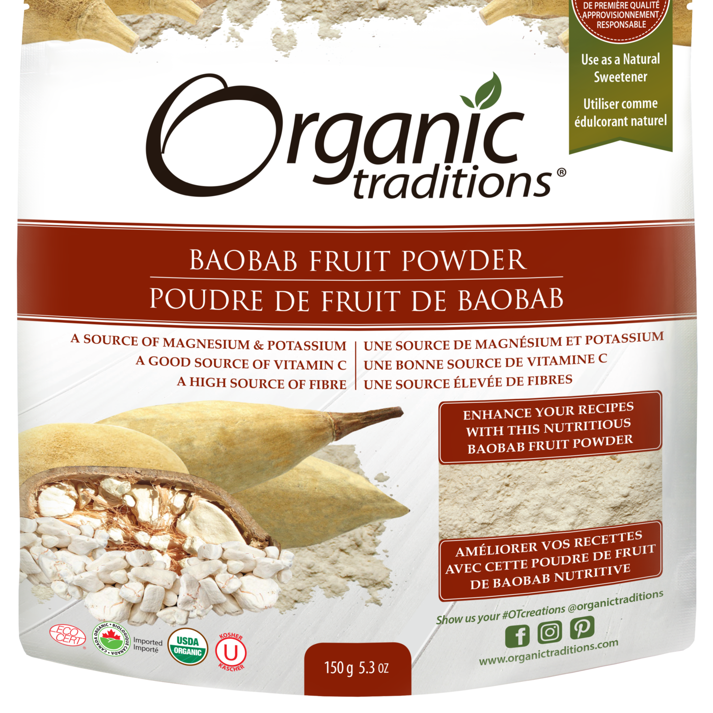 Organic Traditions Baobab Fruit Powder - JoyVIVA -  