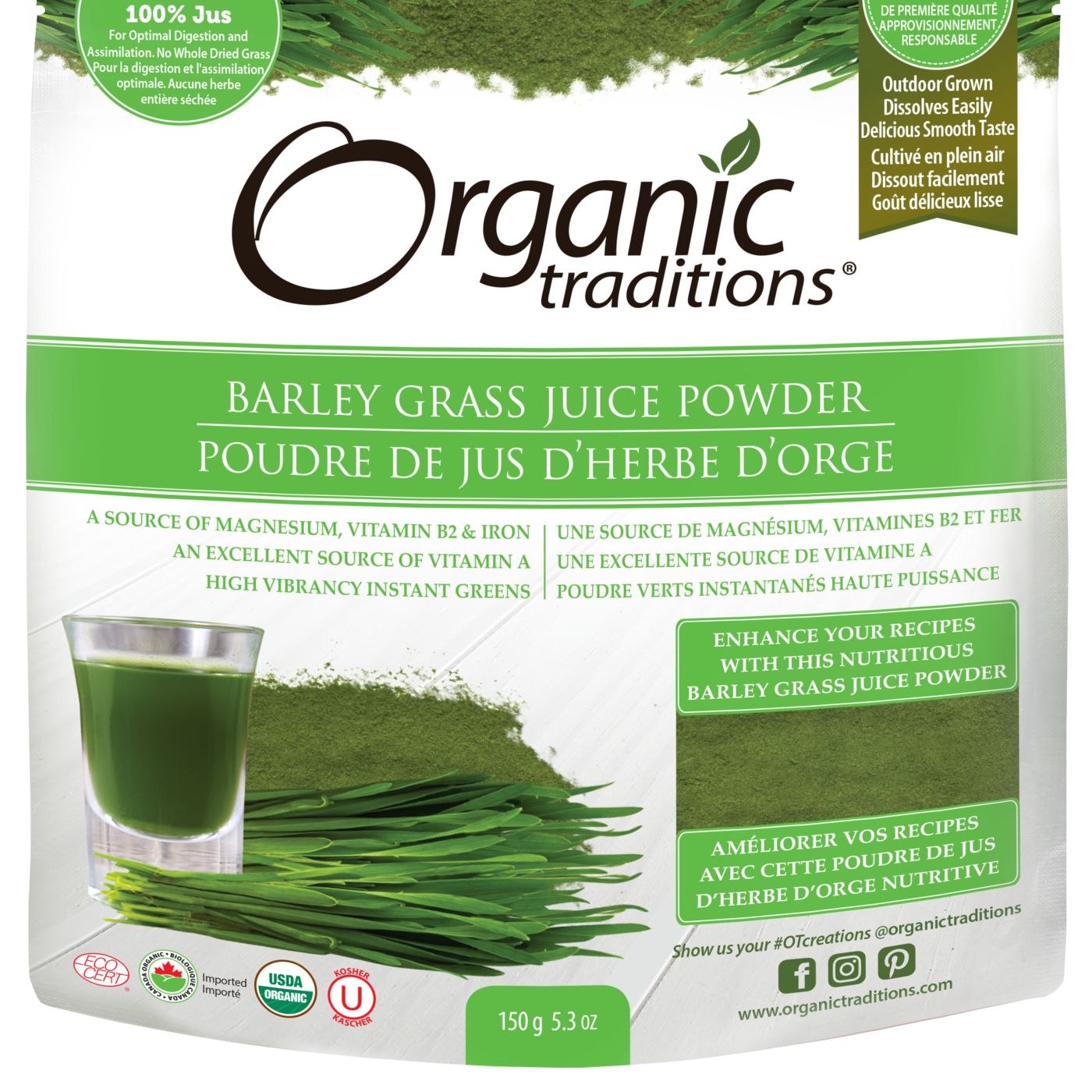 Organic Traditions Barley Grass Juice Powder - JoyVIVA -  