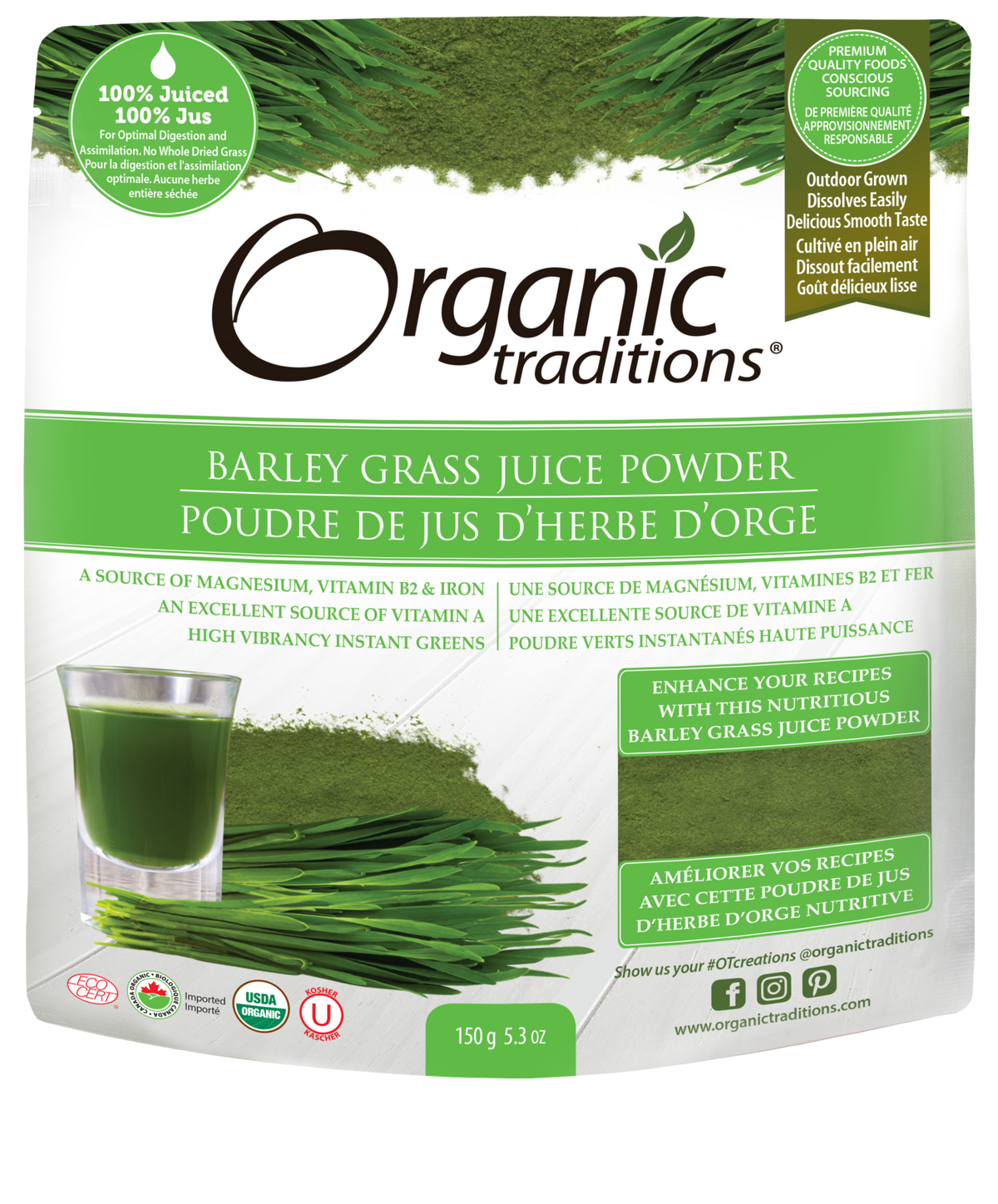Organic Traditions Barley Grass Juice Powder - JoyVIVA -  