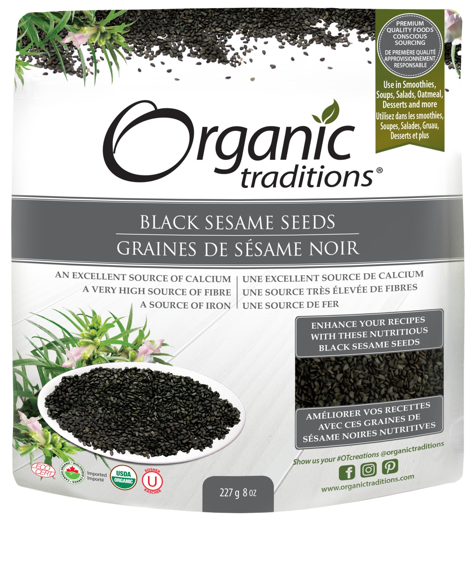 Organic Traditions Black Sesame Seeds - JoyVIVA -  