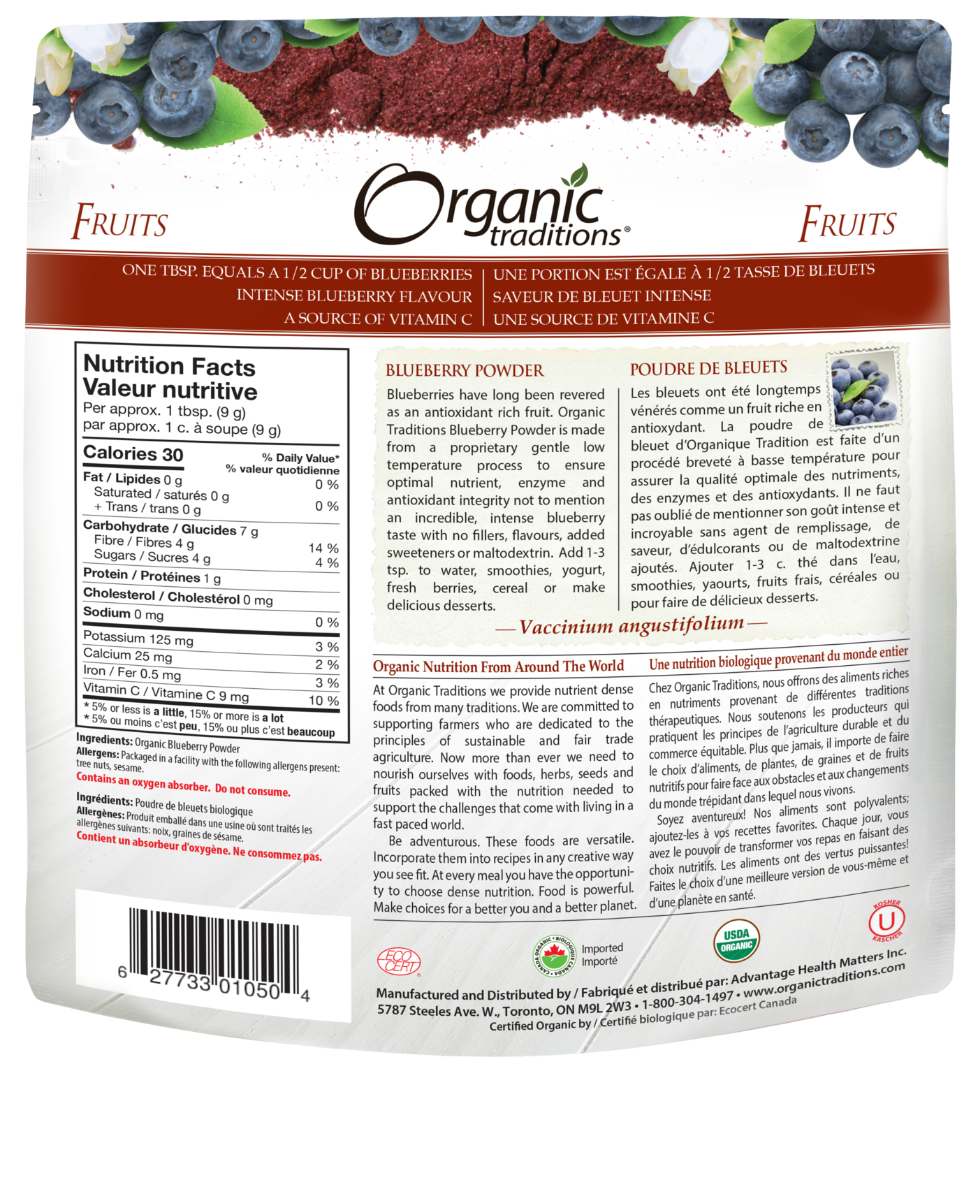 Organic Traditions Blueberry Powder - JoyVIVA -  