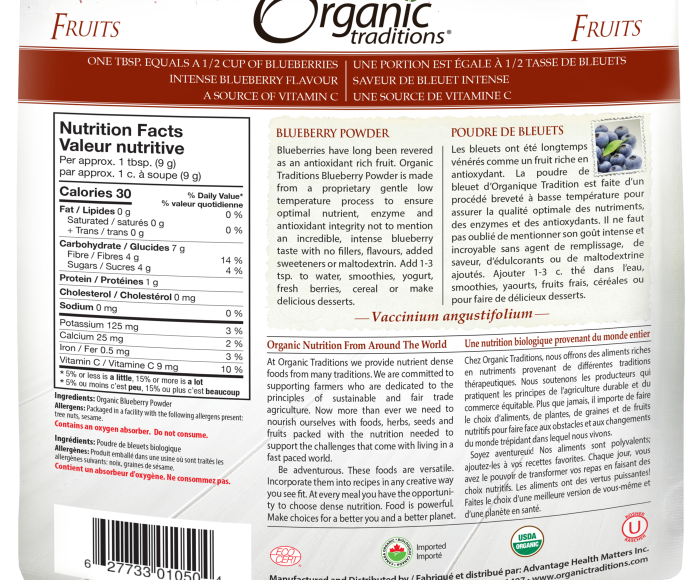 Organic Traditions Blueberry Powder - JoyVIVA -  