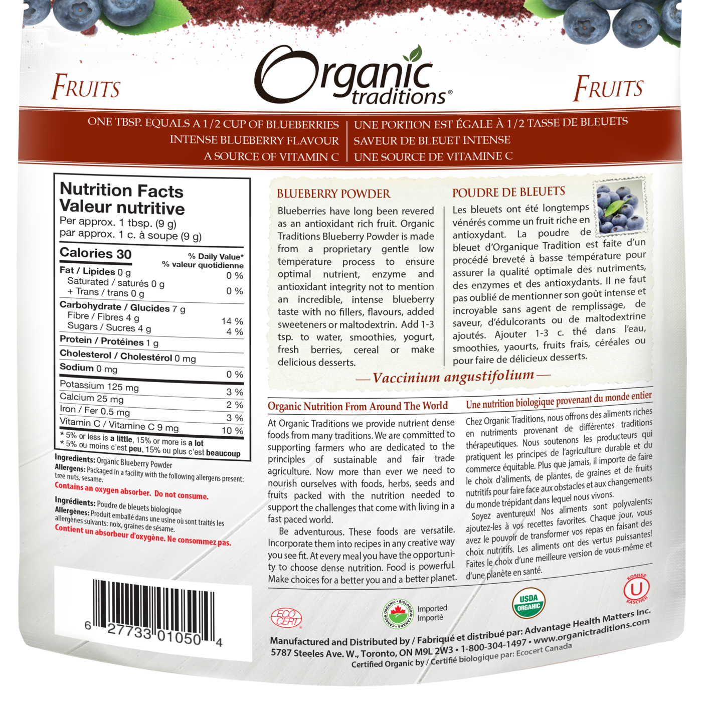 Organic Traditions Blueberry Powder - JoyVIVA -  