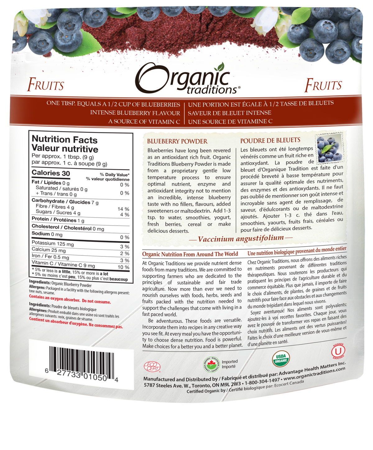 Organic Traditions Blueberry Powder - JoyVIVA -  