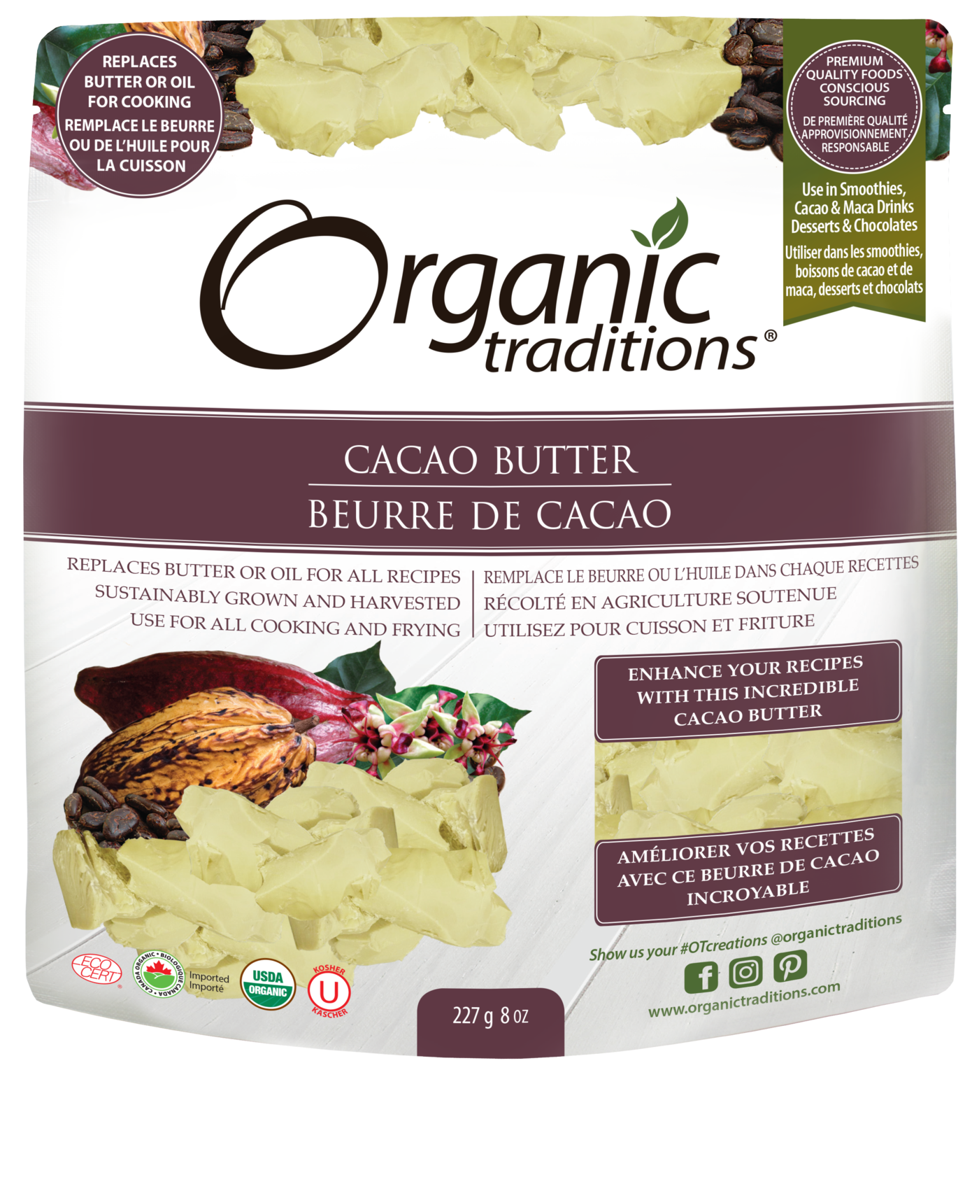 Organic Traditions Cacao Butter - JoyVIVA -  