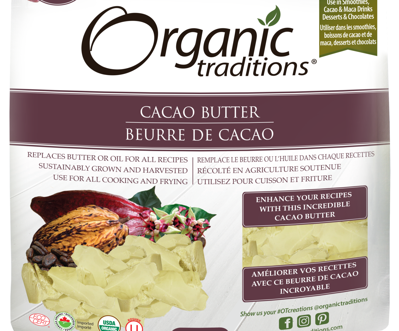Organic Traditions Cacao Butter - JoyVIVA -  