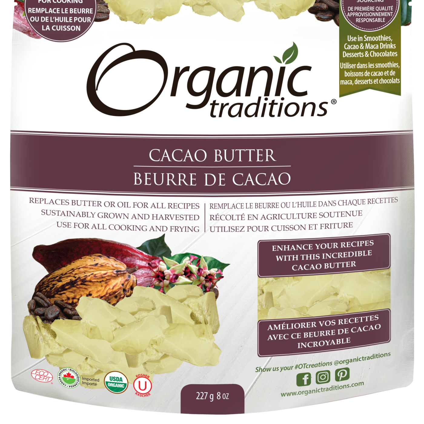 Organic Traditions Cacao Butter - JoyVIVA -  