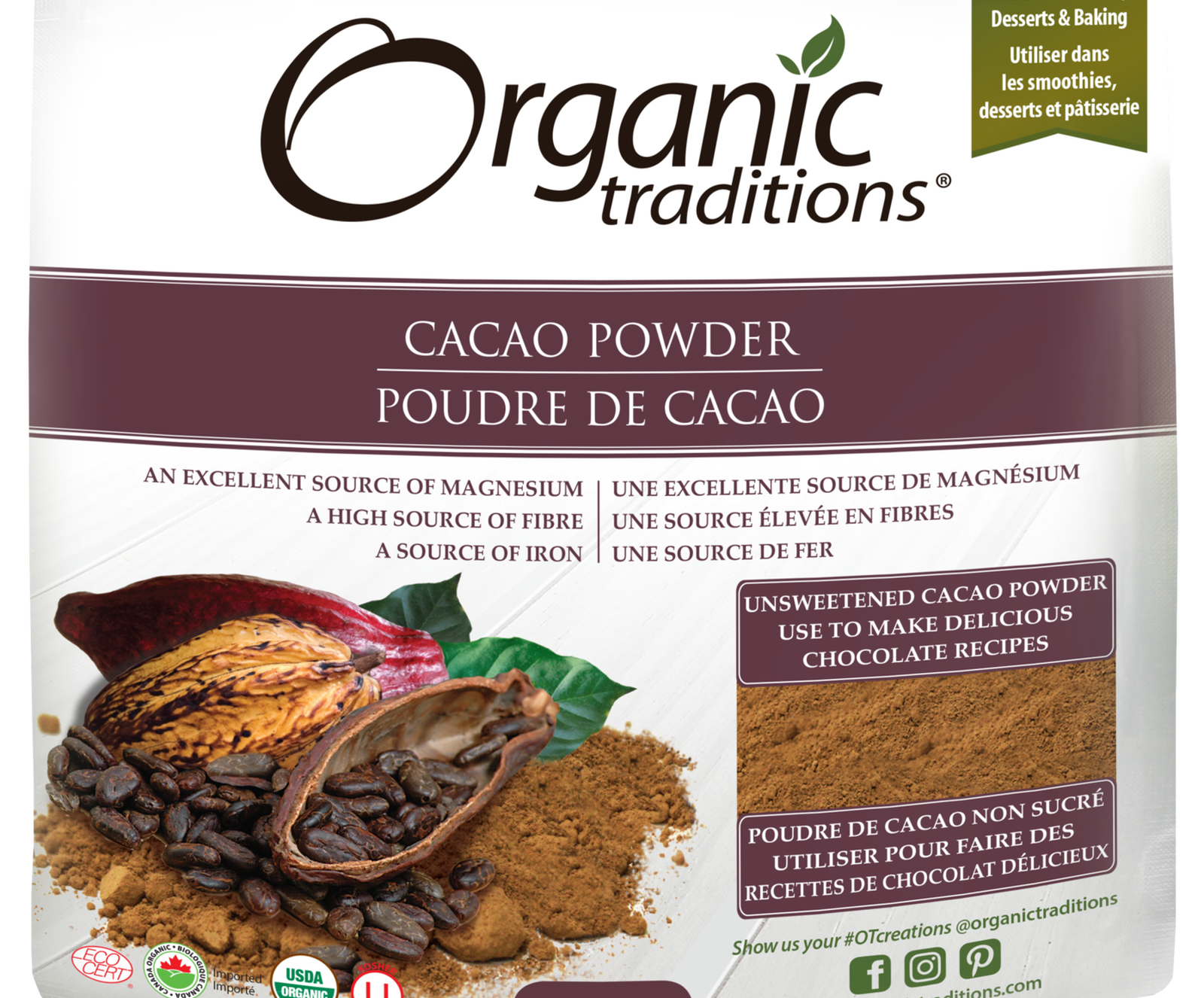 Organic Traditions Cacao Powder - JoyVIVA -  