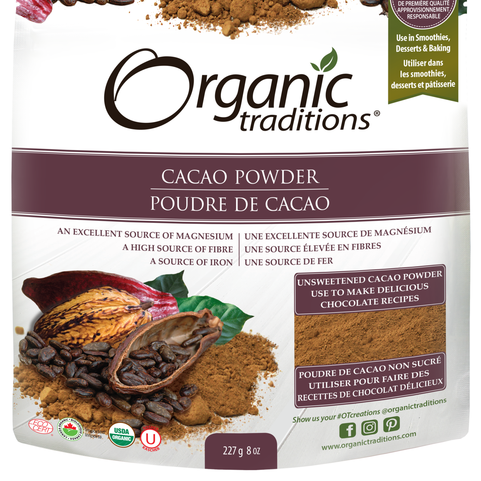 Organic Traditions Cacao Powder - JoyVIVA -  