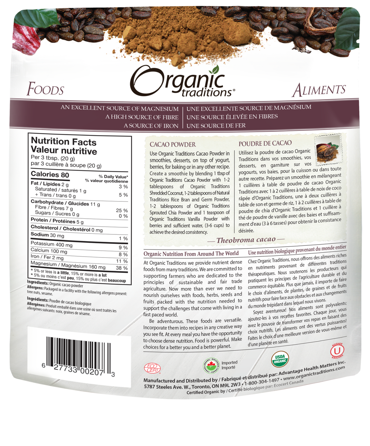 Organic Traditions Cacao Powder - JoyVIVA -  