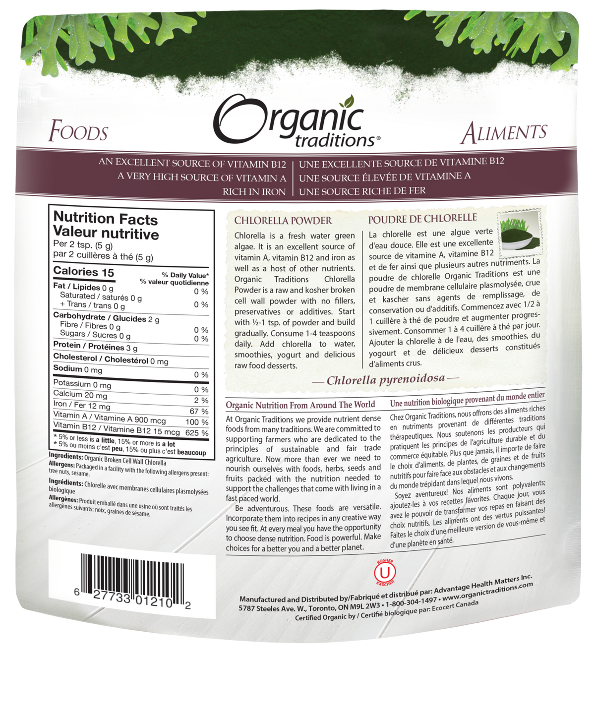 Organic Traditions Chlorella Powder - JoyVIVA -  