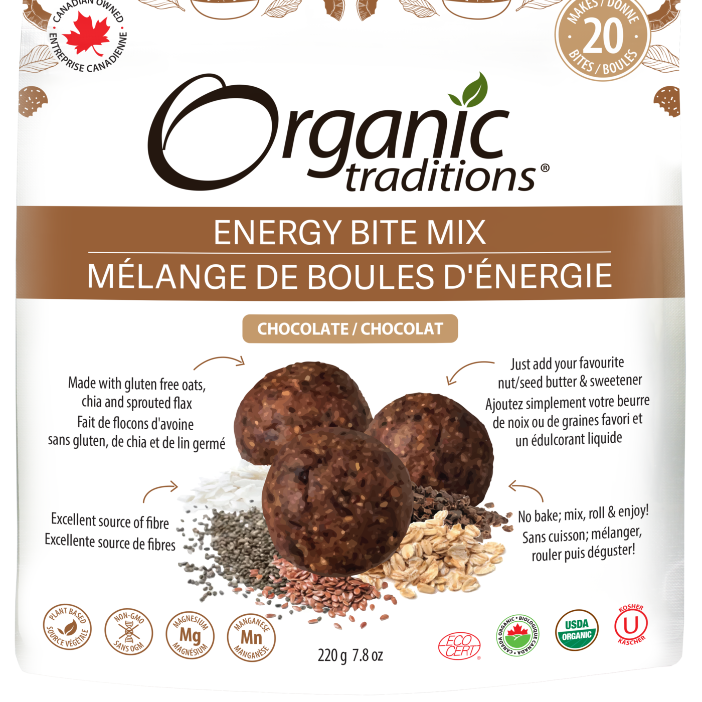 Organic Traditions Chocolate Energy Bites Mix - JoyVIVA -  
