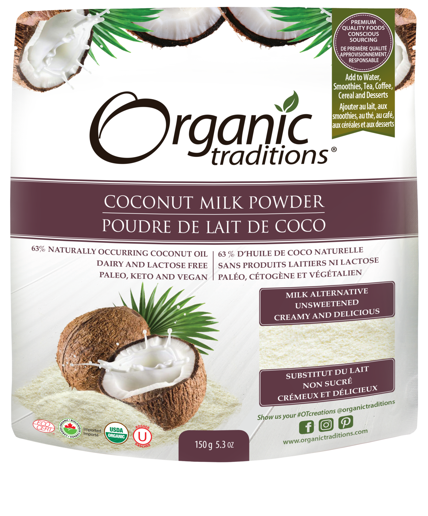 Organic Traditions Coconut Milk Powder - JoyVIVA -  