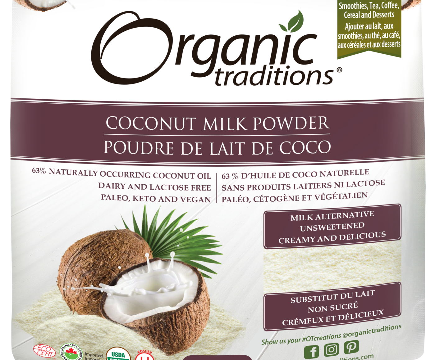 Organic Traditions Coconut Milk Powder - JoyVIVA -  