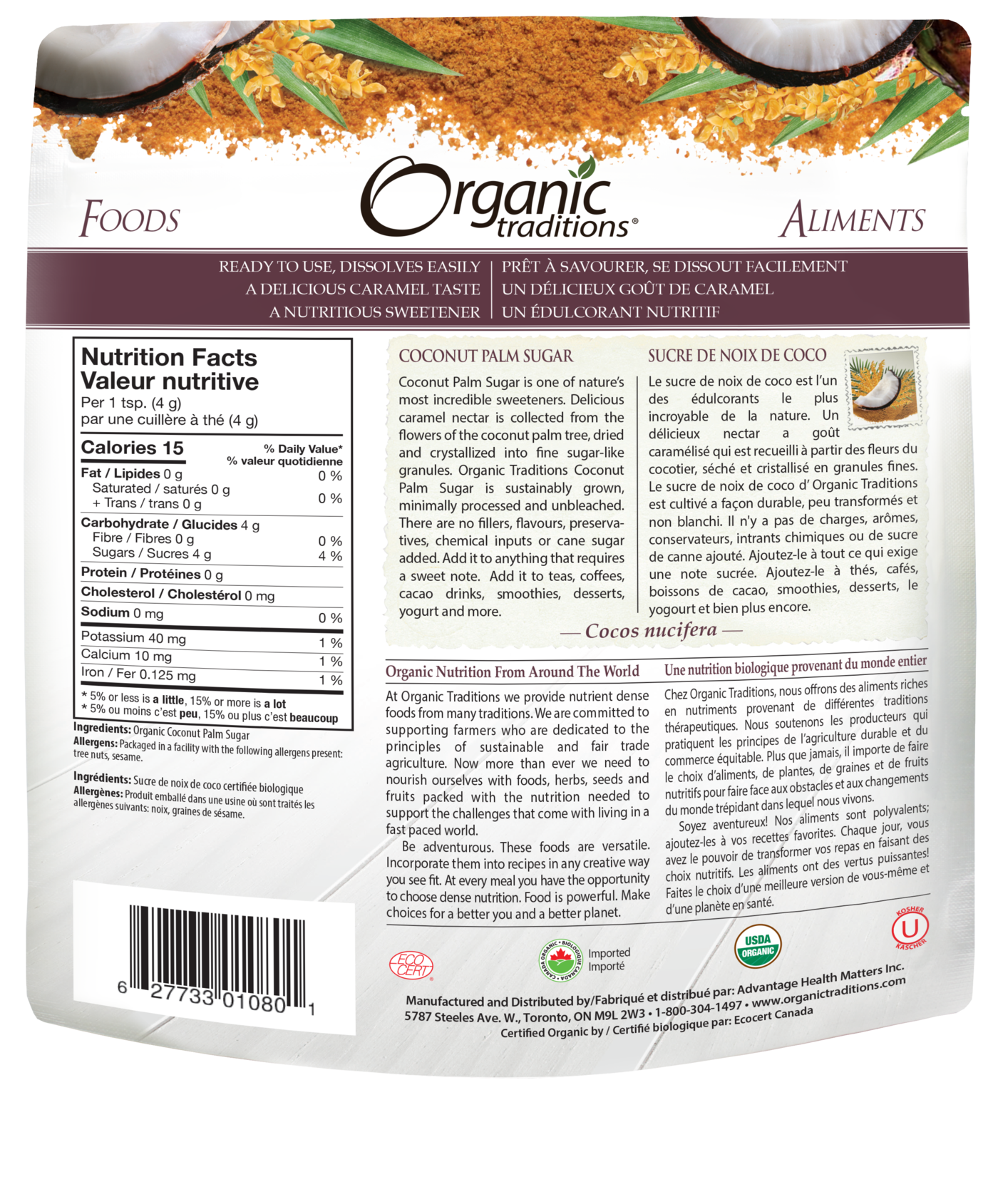 Organic Traditions Coconut Palm Sugar - JoyVIVA -  