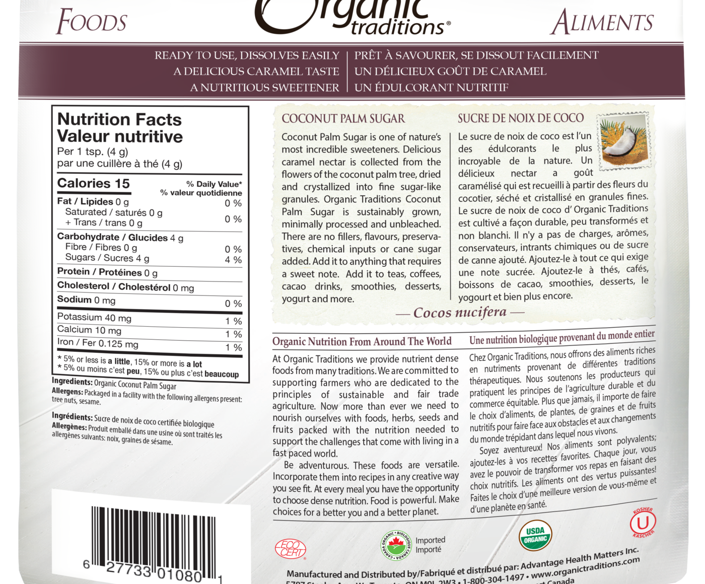 Organic Traditions Coconut Palm Sugar - JoyVIVA -  