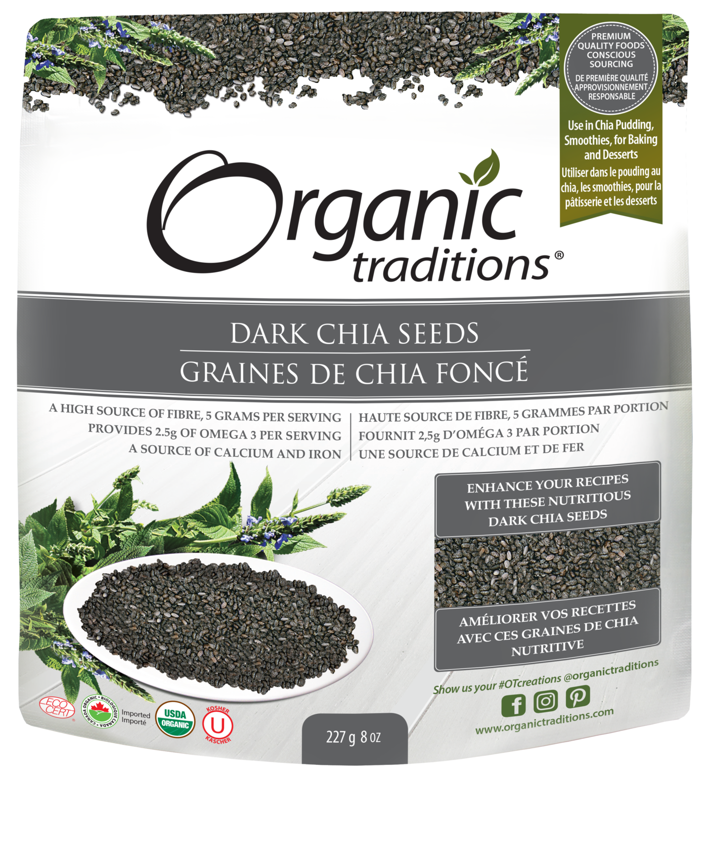 Organic Traditions Dark Chia Seeds - JoyVIVA -  