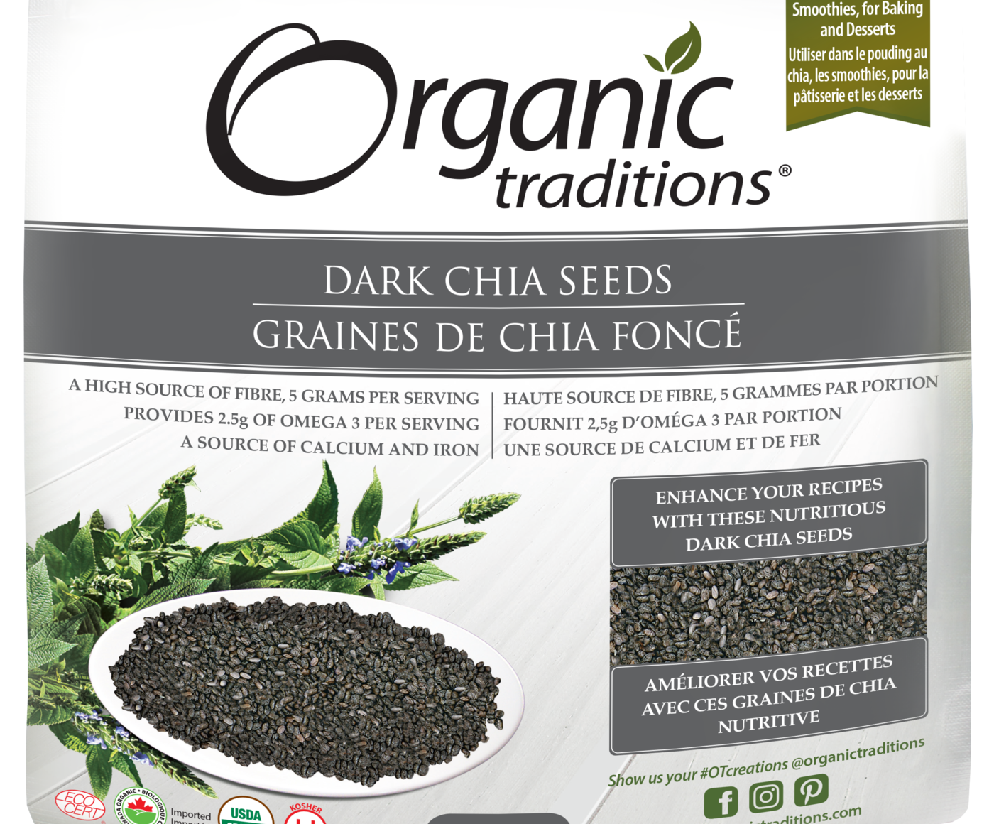 Organic Traditions Dark Chia Seeds - JoyVIVA -  