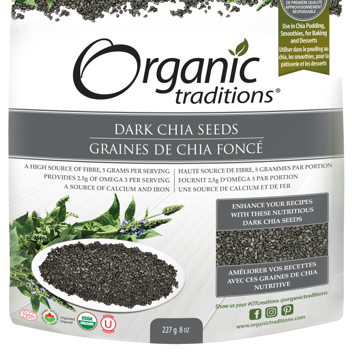 Organic Traditions Dark Chia Seeds - JoyVIVA -  