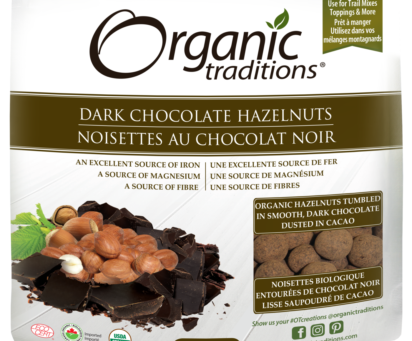 Organic Traditions Dark Chocolate Covered Hazelnuts - JoyVIVA -  