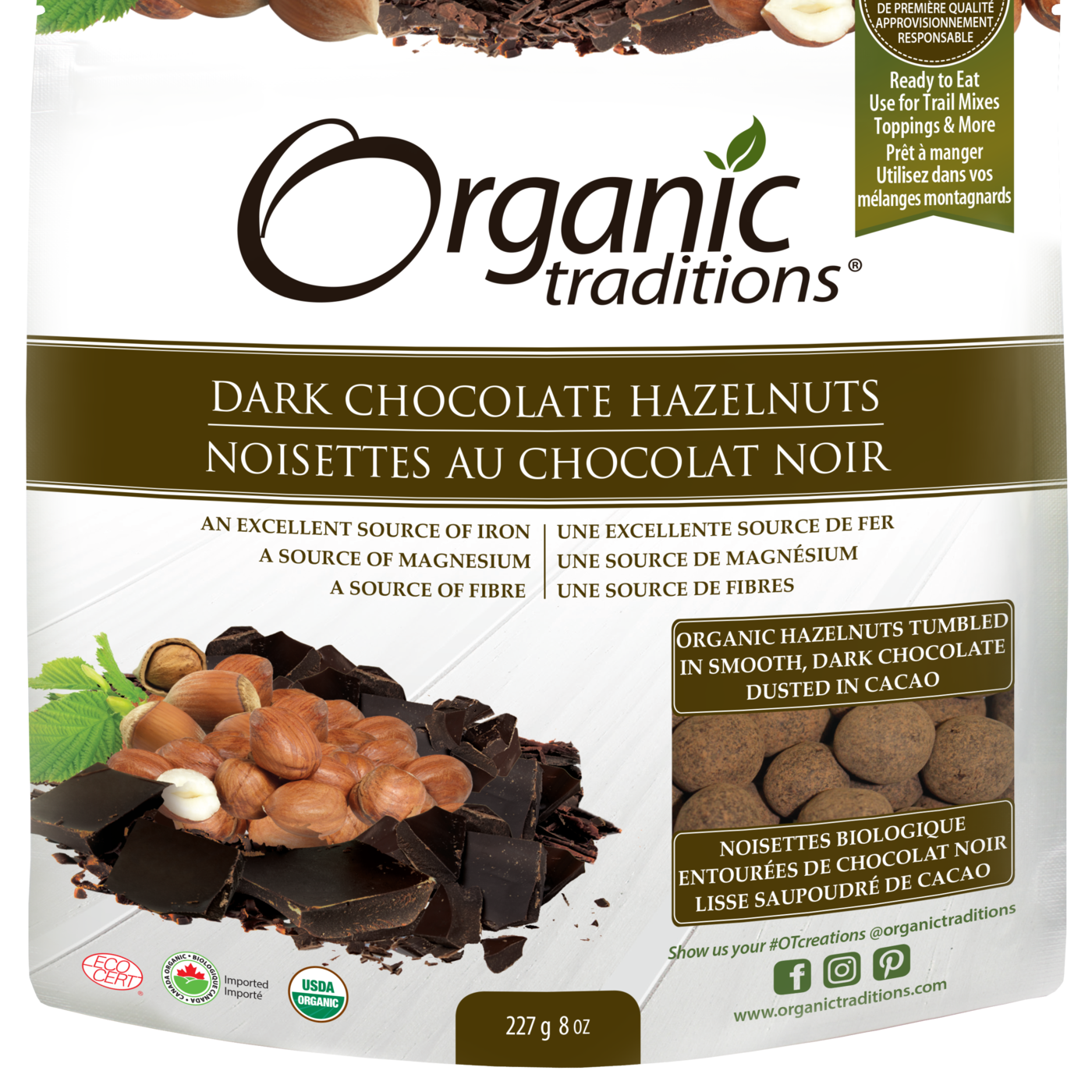 Organic Traditions Dark Chocolate Covered Hazelnuts - JoyVIVA -  