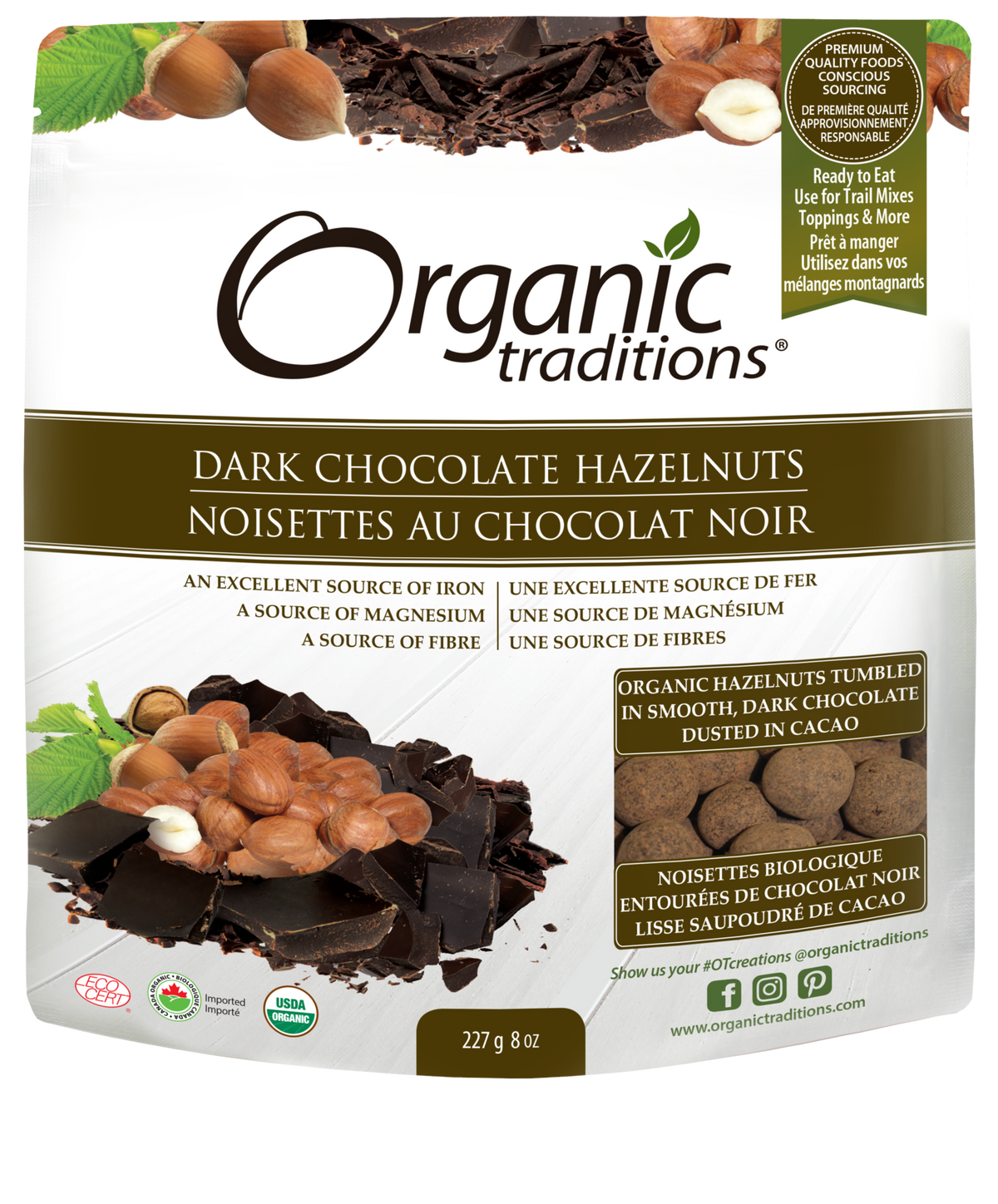 Organic Traditions Dark Chocolate Covered Hazelnuts - JoyVIVA -  