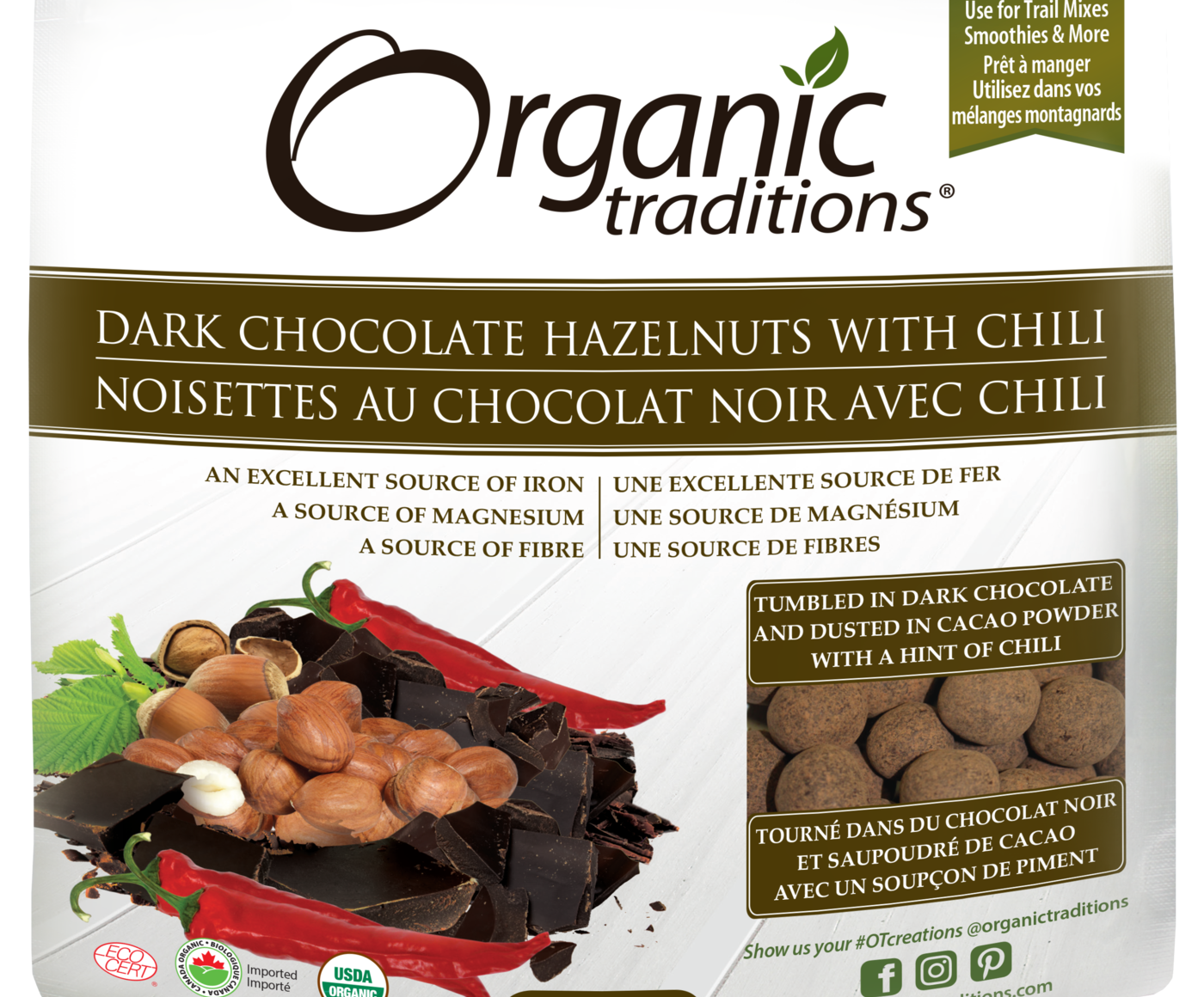 Organic Traditions Dark Chocolate With Chili Covered Hazelnuts - JoyVIVA -  