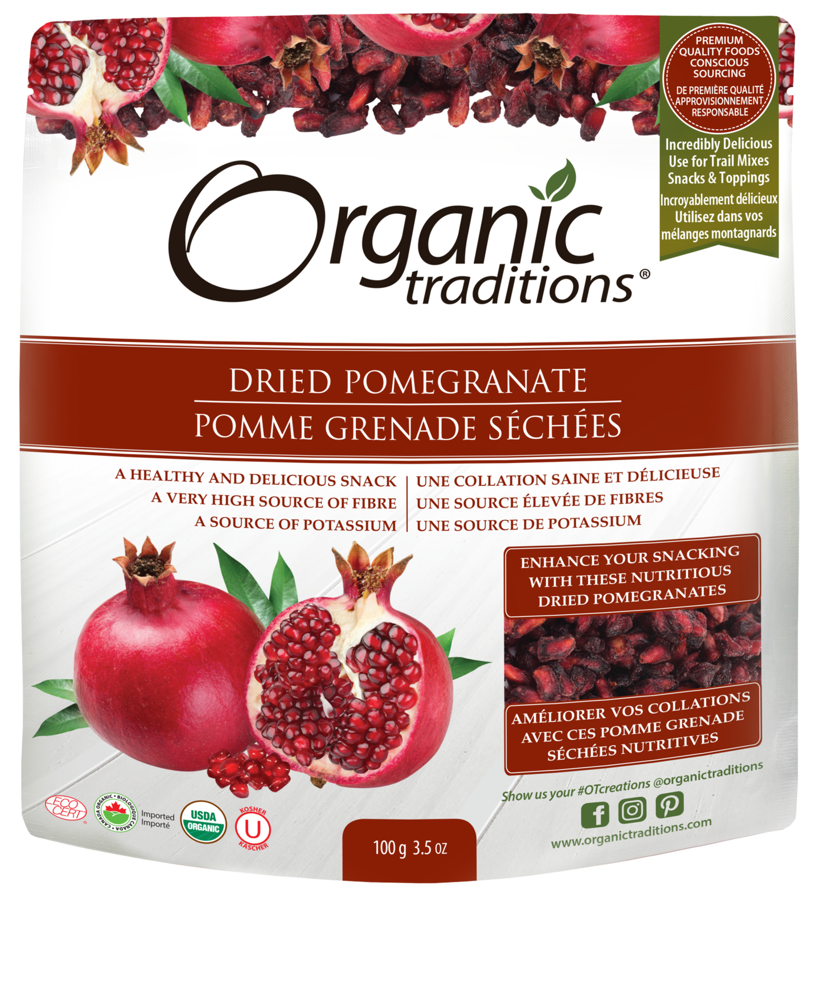 Organic Traditions Dried Pomegranate - JoyVIVA -  