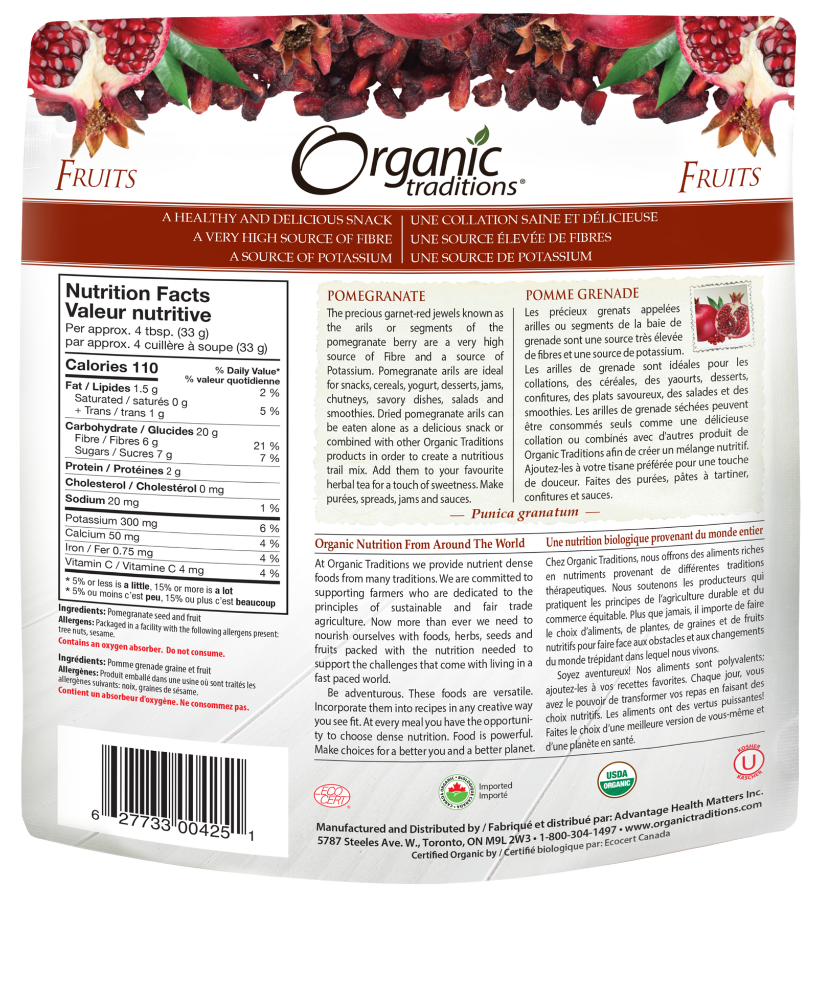 Organic Traditions Dried Pomegranate - JoyVIVA -  