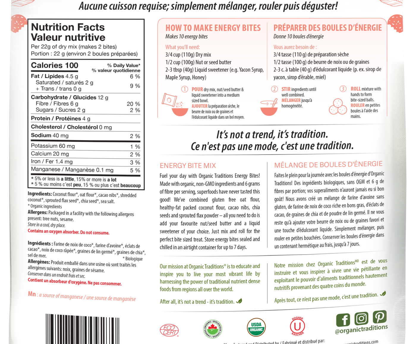 Organic Traditions Energy Bites Mix - JoyVIVA -  